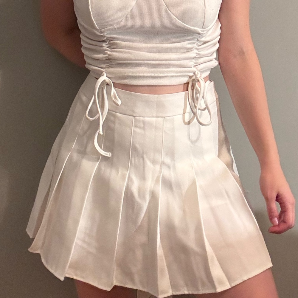 White Pleated Tennis Skort